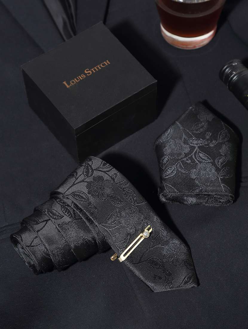 men silk cufflink & tie pin set