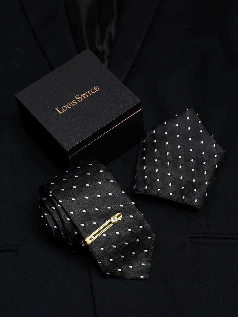 men silk cufflink & tie pin set