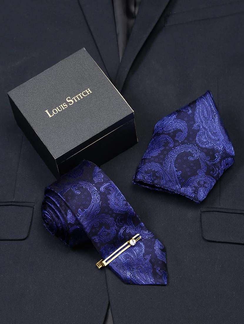 men silk cufflink & tie pin set
