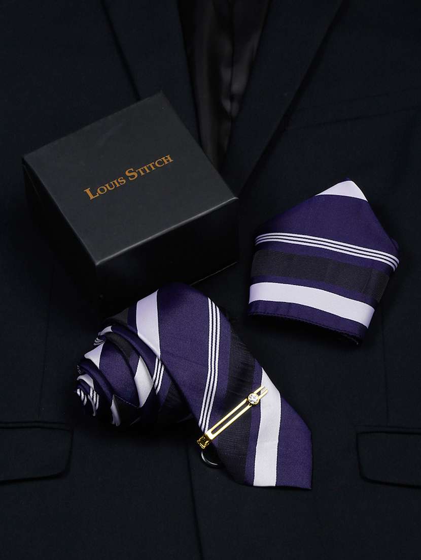 men silk cufflink & tie pin set