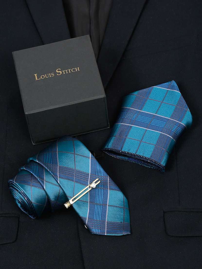 men silk cufflink & tie pin set
