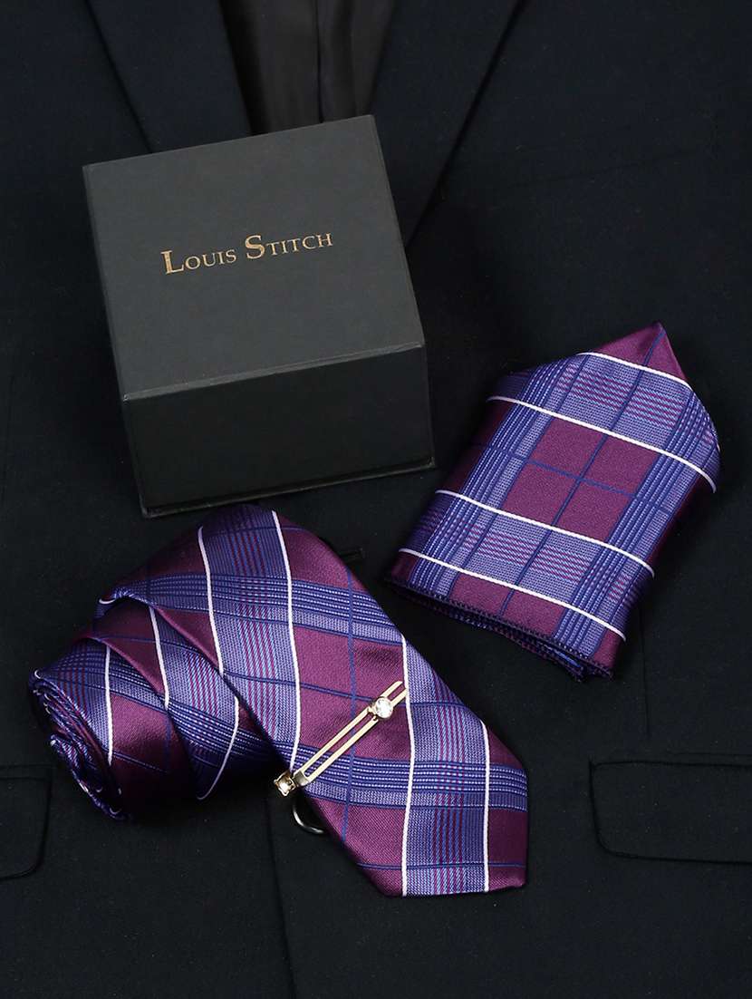men silk cufflink & tie pin set