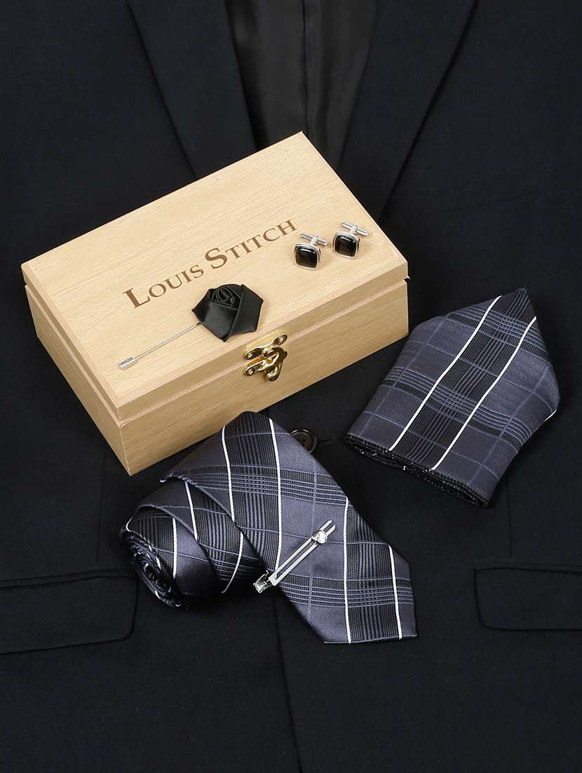 men silk cufflink & tie pin set