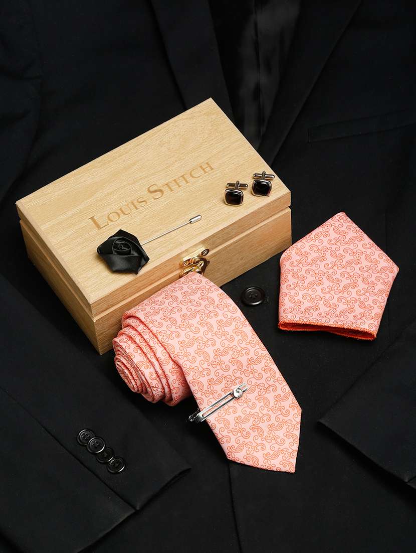 men silk cufflink & tie pin set