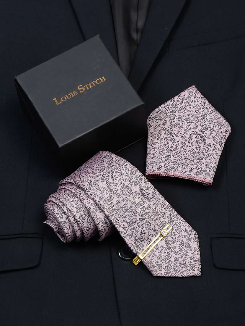men silk cufflink & tie pin set