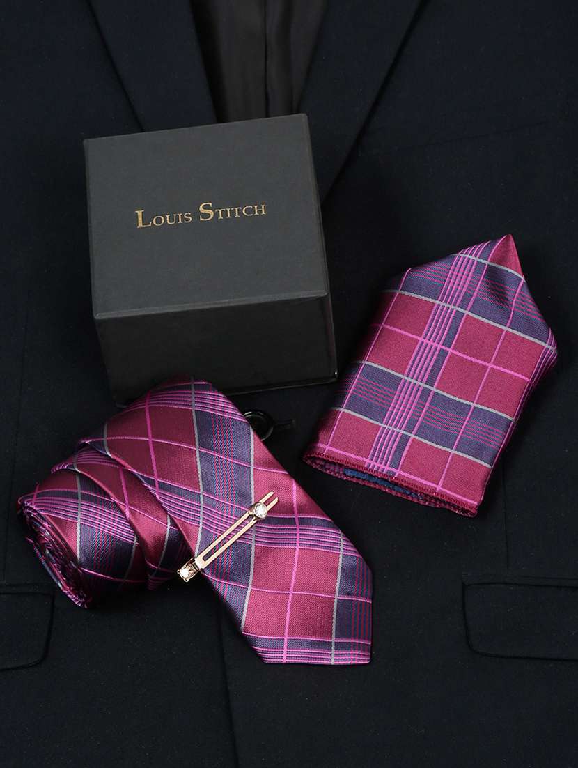 men silk cufflink & tie pin set