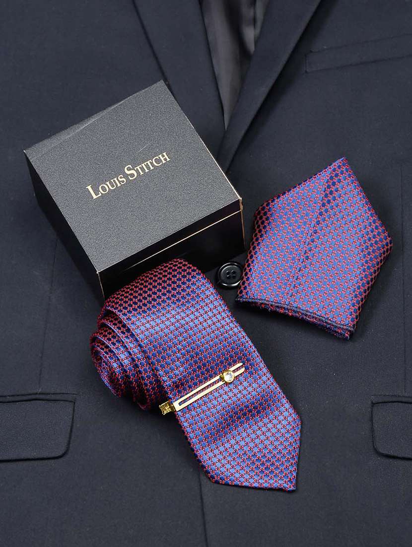 men silk cufflink & tie pin set
