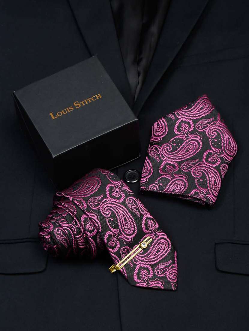 men silk cufflink & tie pin set