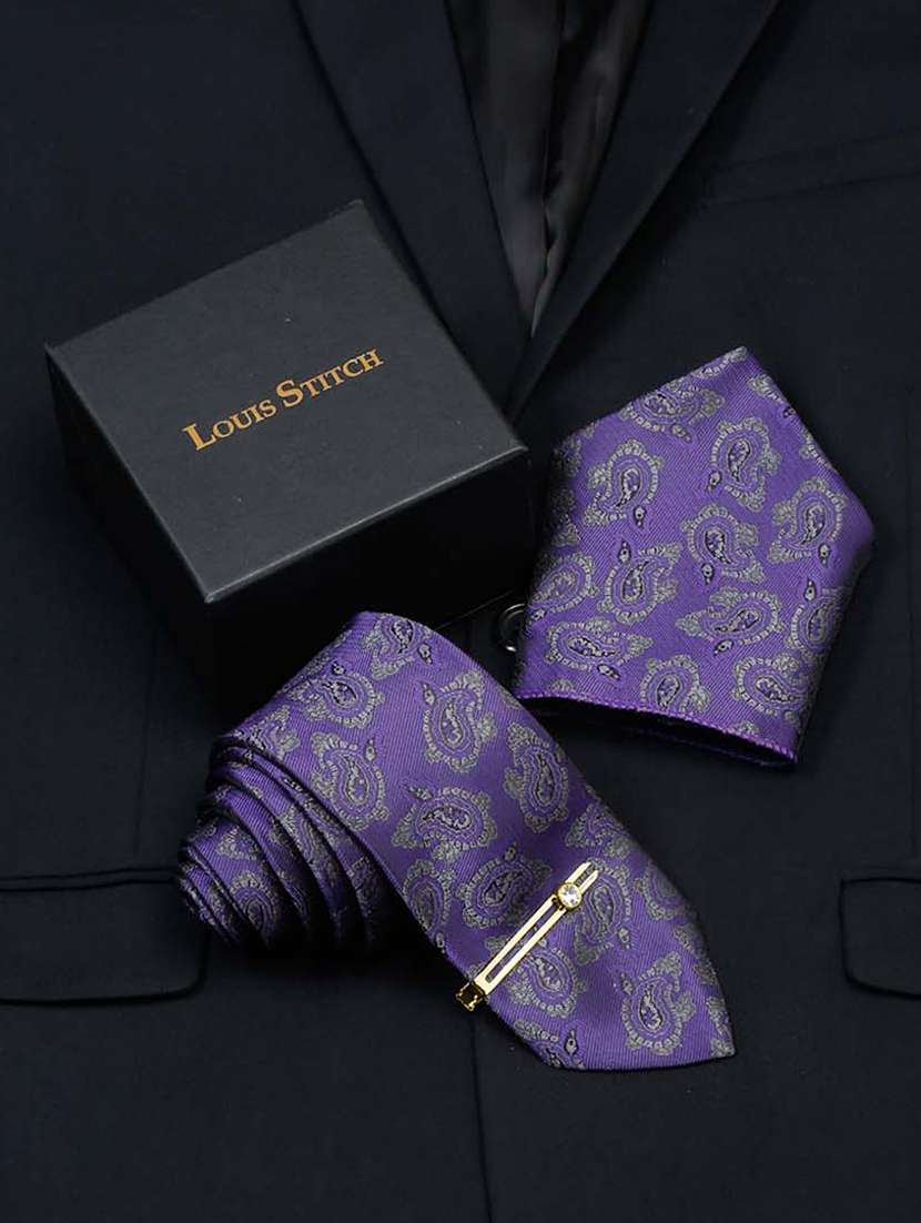 men silk cufflink & tie pin set