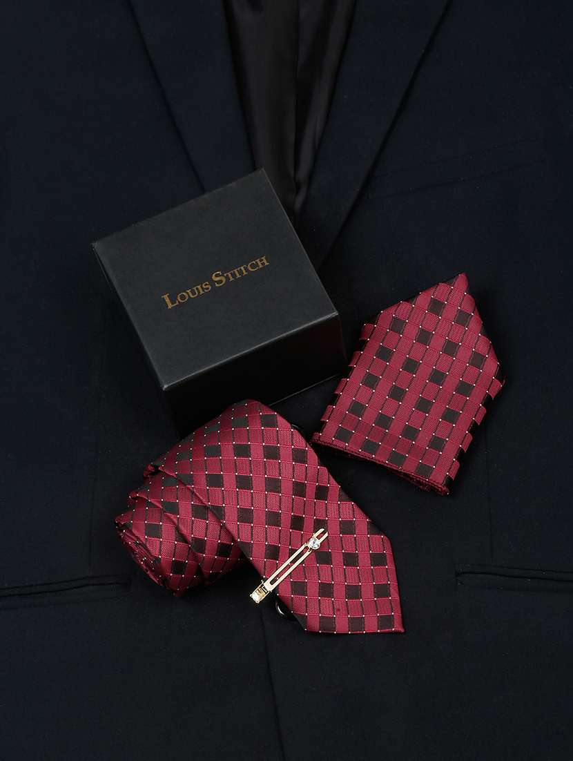 men silk cufflink & tie pin set