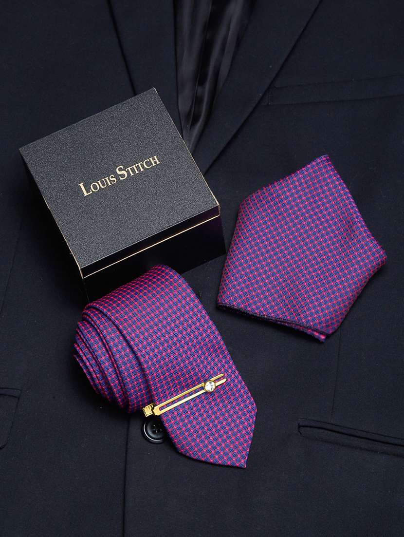 men silk cufflink & tie pin set