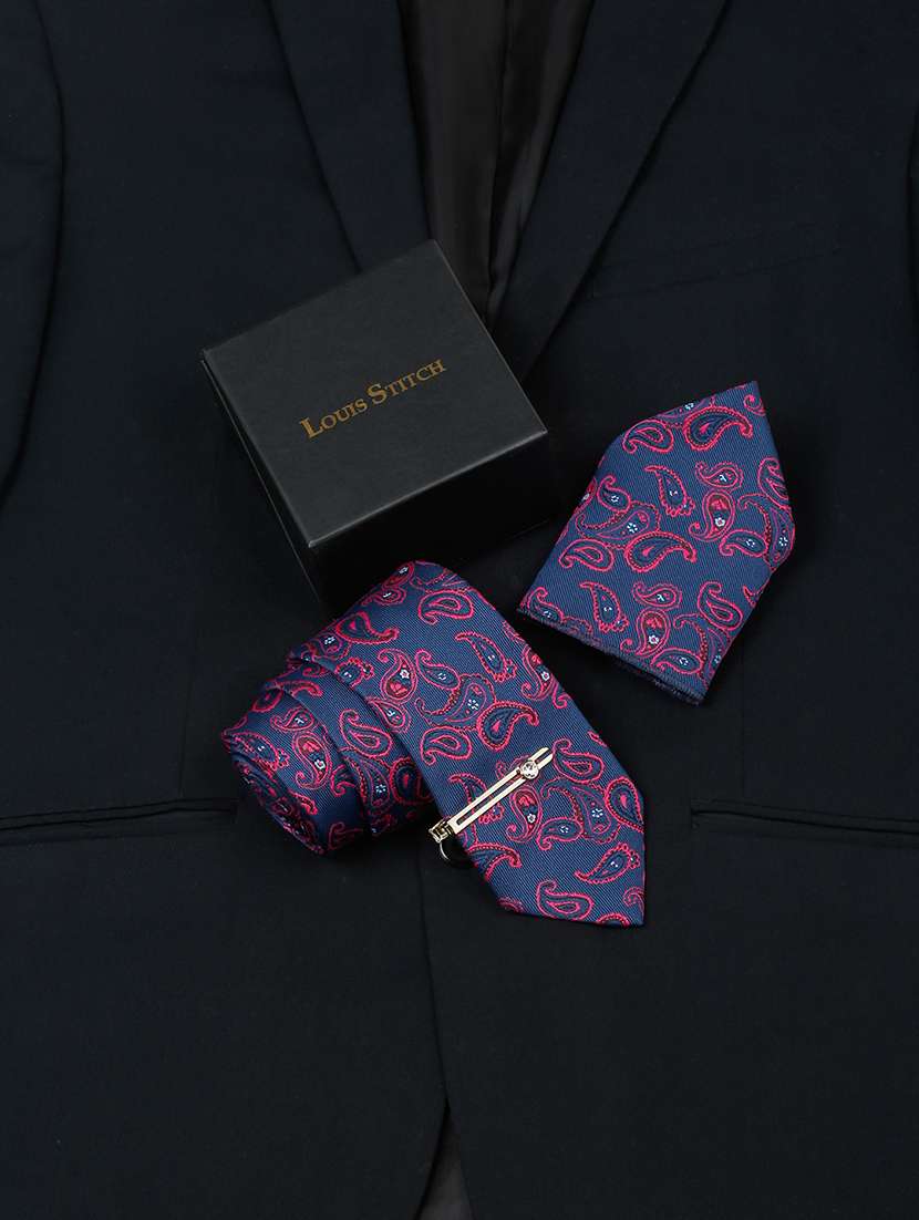 men silk cufflink & tie pin set