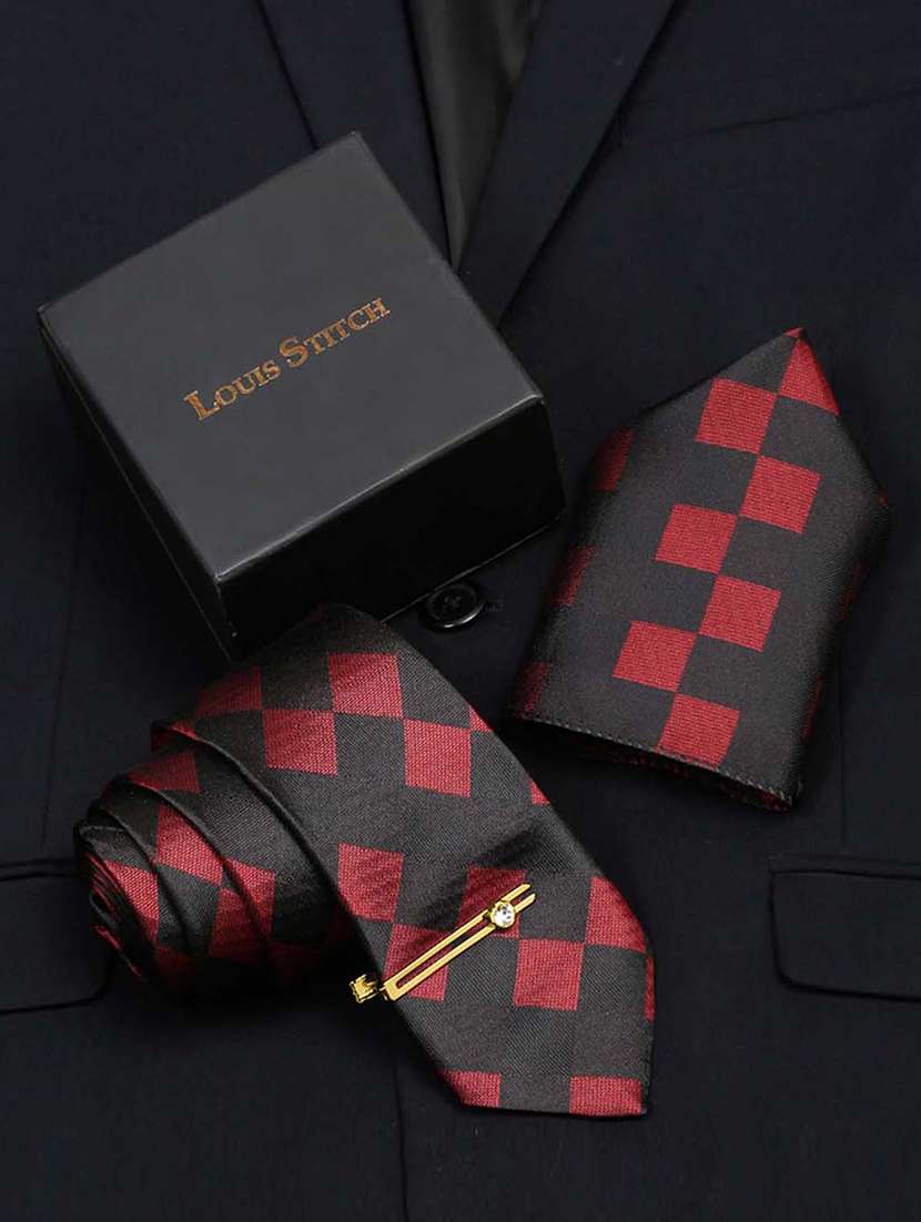 men silk cufflink & tie pin set