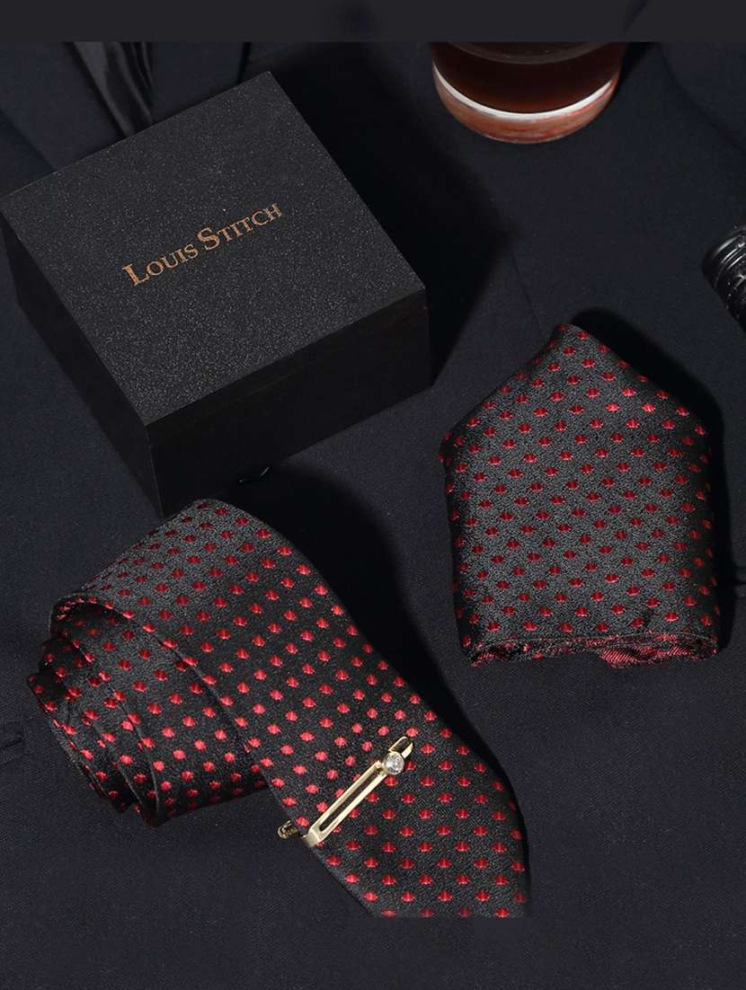 men silk cufflink & tie pin set