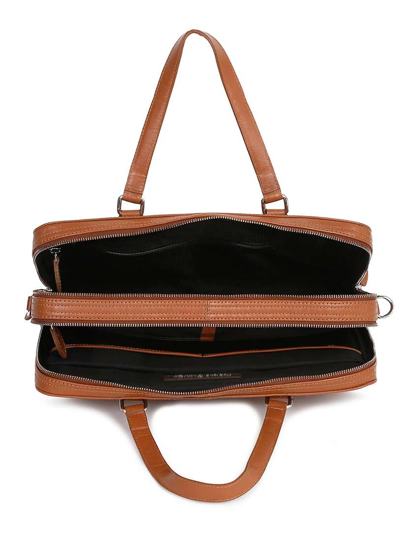 men leather zip closure laptop bag - 21768448 -  Standard Image - 3