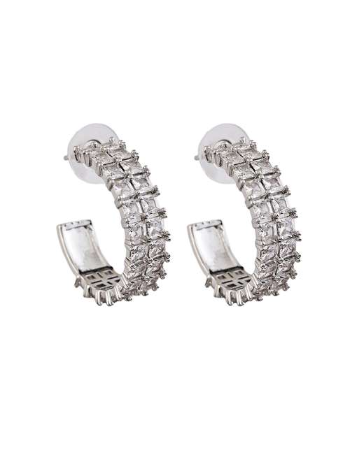 white alloy hoop earring - 21774048 -  Standard Image - 0