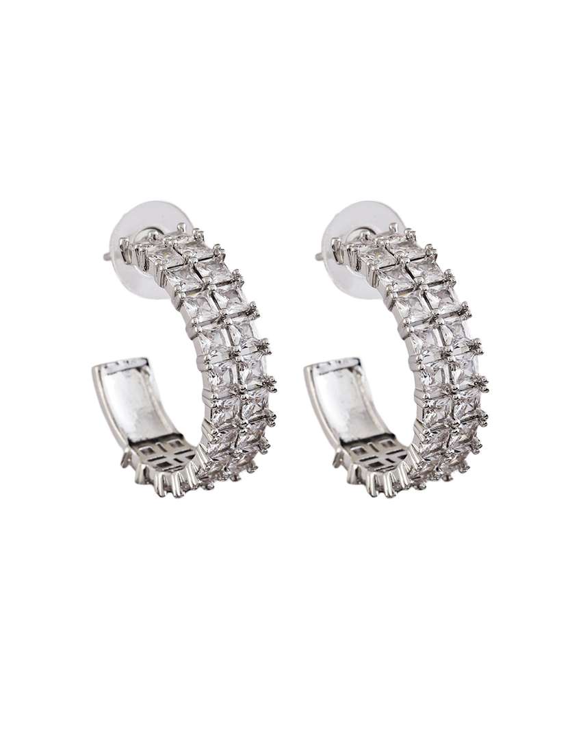 white alloy hoop earring - 21774048 -  Zoom Image - 0