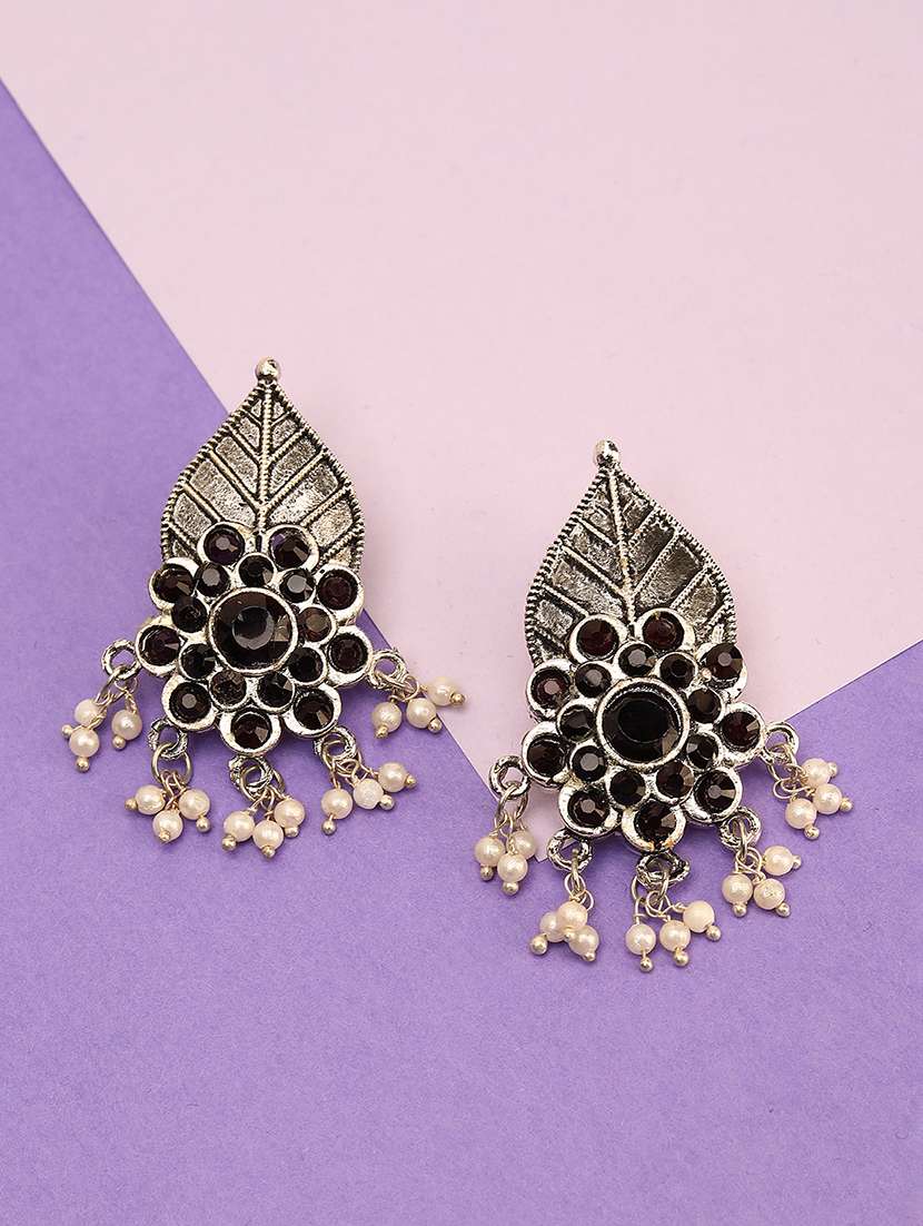 alloy stone studs with pearls earrings