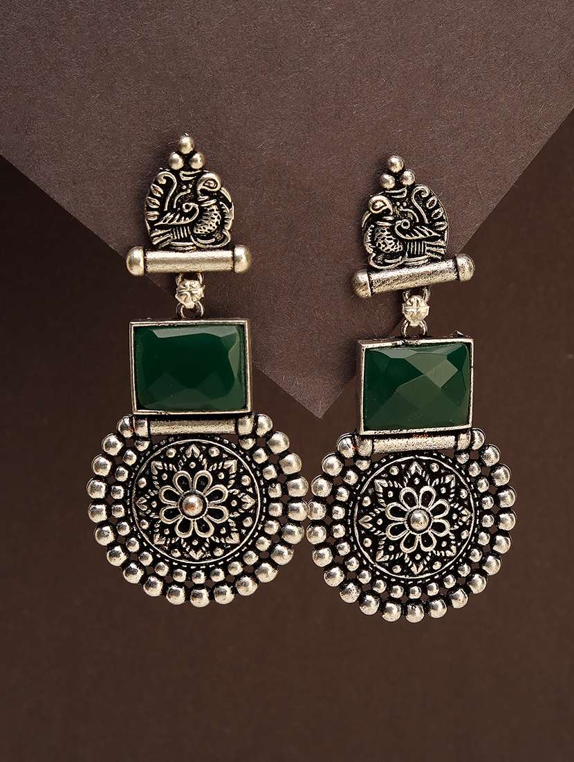 green alloy chandellier earring