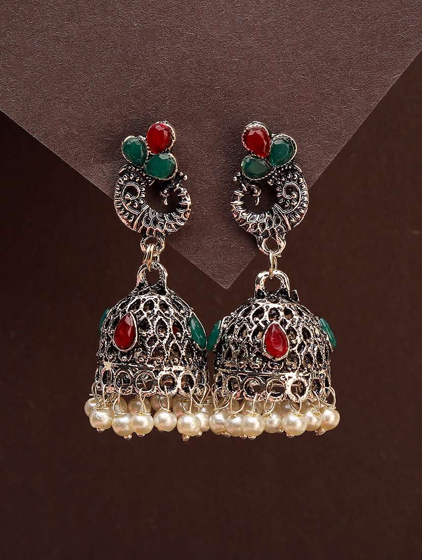 maroon alloy jhumka earring