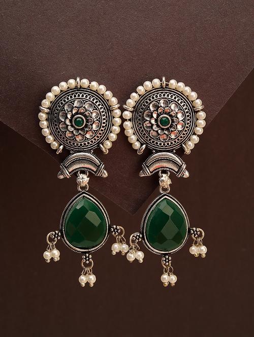 green alloy drop earrings party wear jewellery - 21775366 -  Standard Image - 0