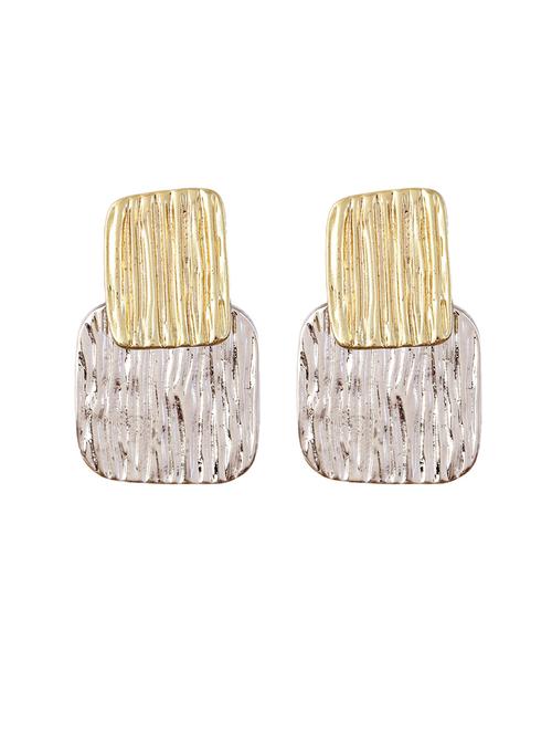 two tone textured drop earrings - 21775428 - Standard Image - 0