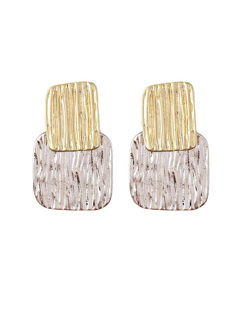 two tone textured drop earrings - 21775428 - Zoom Image - 0