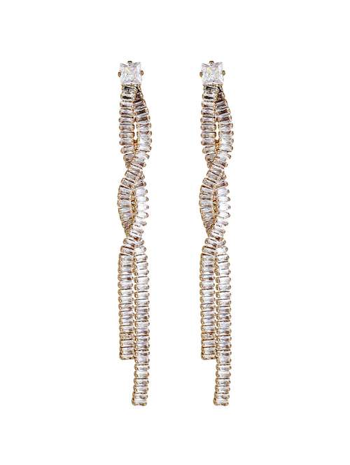 gold alloy linear drop earrings - 21775467 -  Standard Image - 0