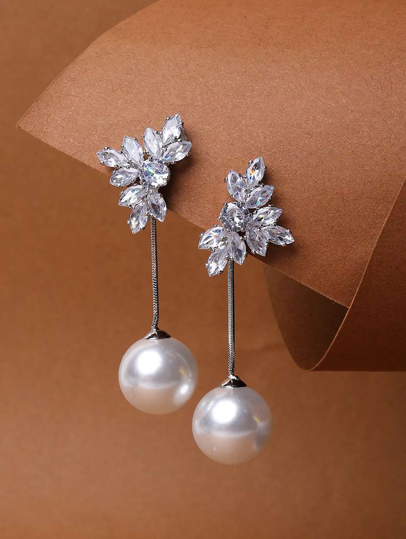 alloy earrings with pearl drop for women - 21775471 - Zoom Image - 0