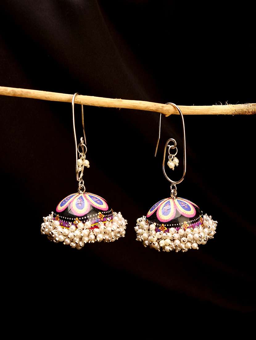maroon alloy jhumka earring