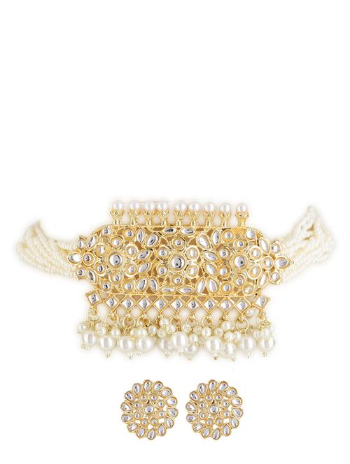 alloy white necklace earring jewellery set - 21775539 - Standard Image - 0