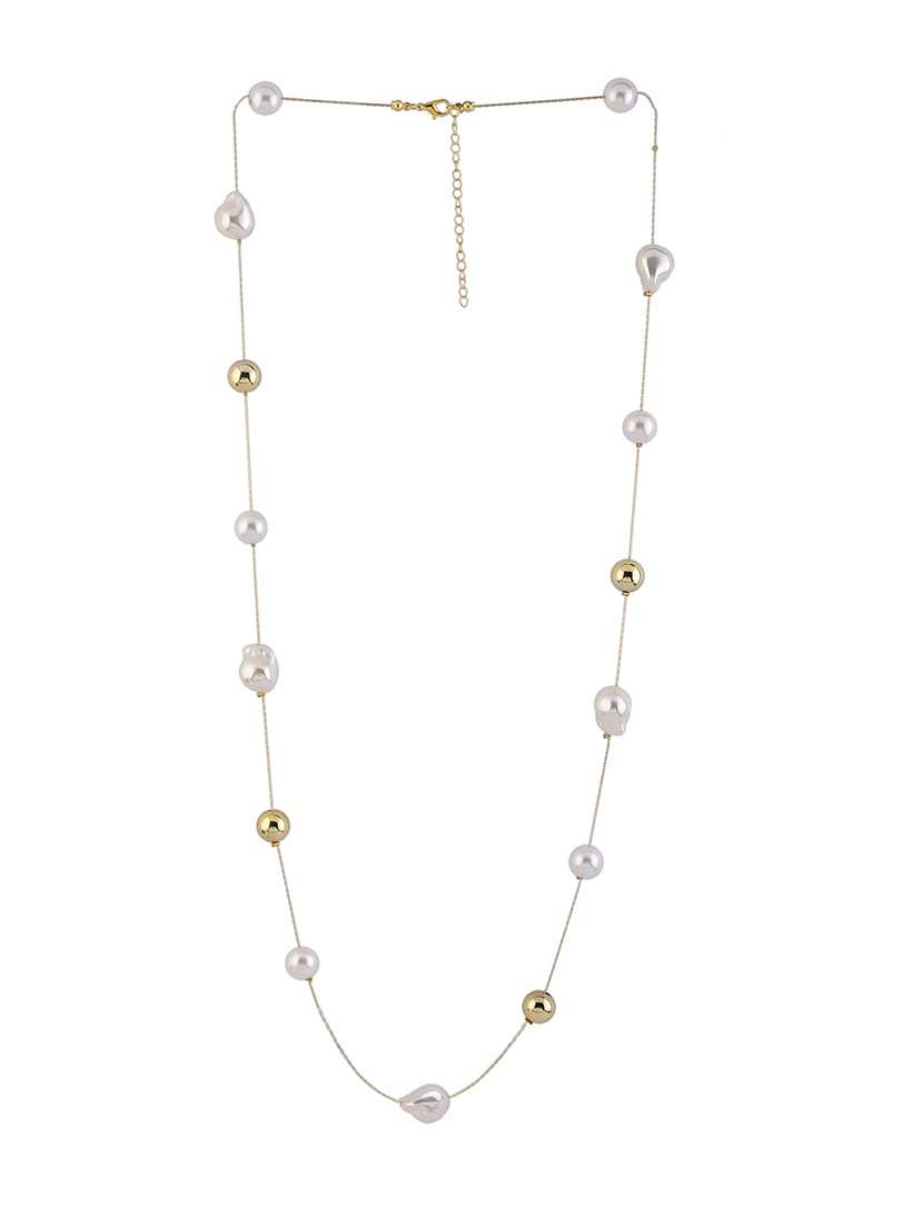 gold alloy pearl party necklace for women - 21775549 -  Zoom Image - 0