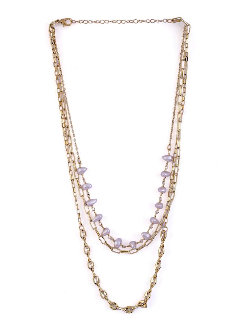 alloy gold necklace party wear jewellery - 21775550 -  Standard Image - 3