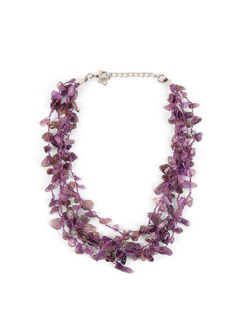 purple alloy partywear stone necklace - 21775555 - Standard Image - 0