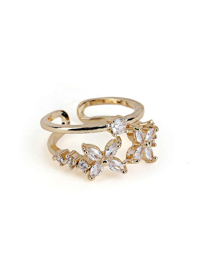 gold alloy floral design adjustable ring