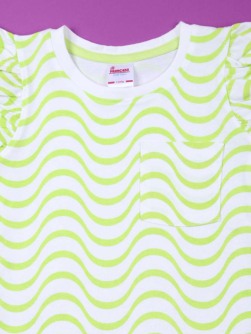 girls green printed shorts & top co-ords set - 21784480 -  Standard Image - 3