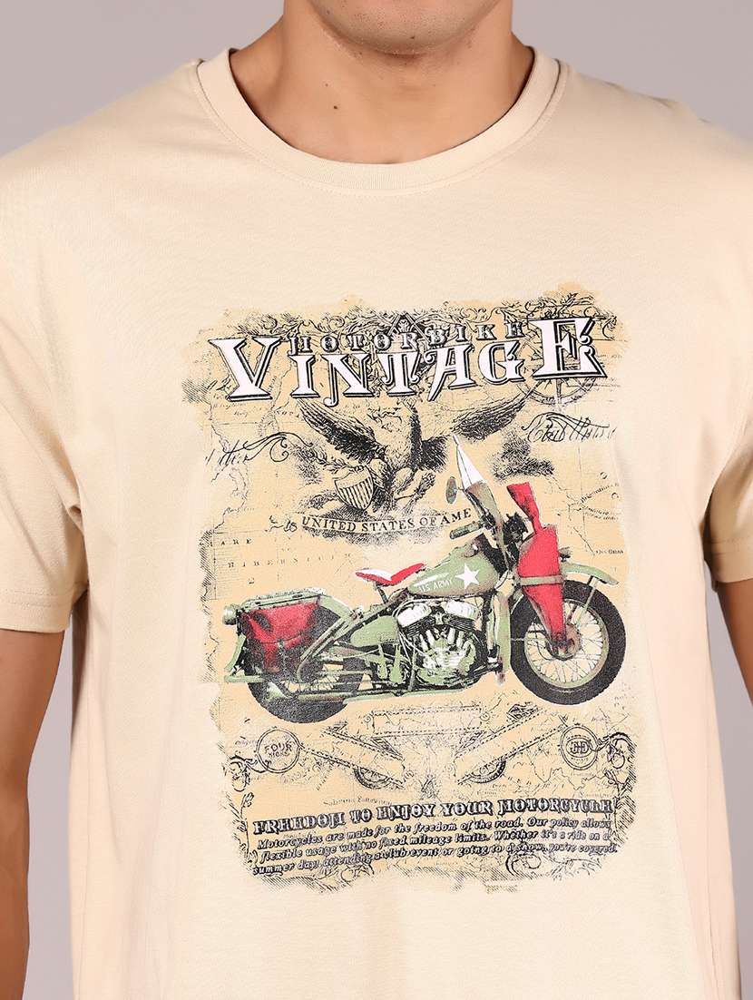 men front print round neck regular fit t-shirt - 21784500 -  Standard Image - 3