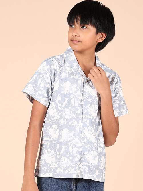 boys grey printed short sleeve casual shirt - 21784513 - Standard Image - 0