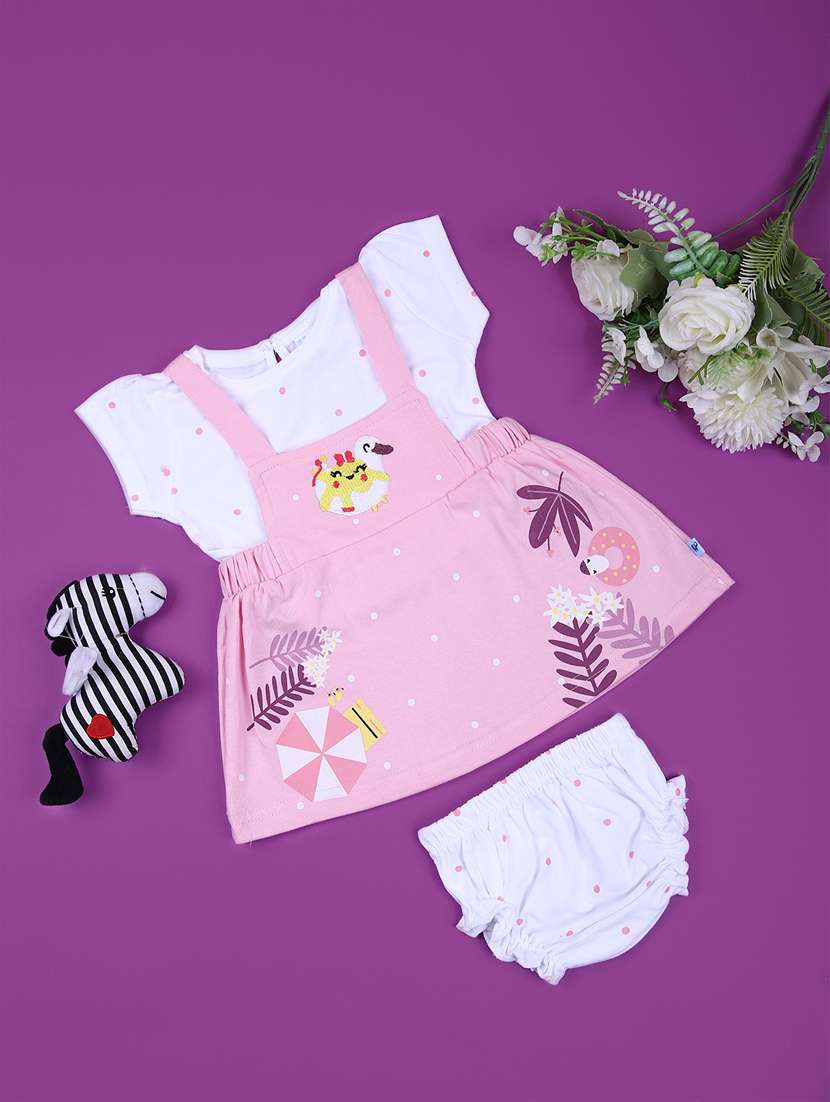 gilrs printed round neck frock with bloomer