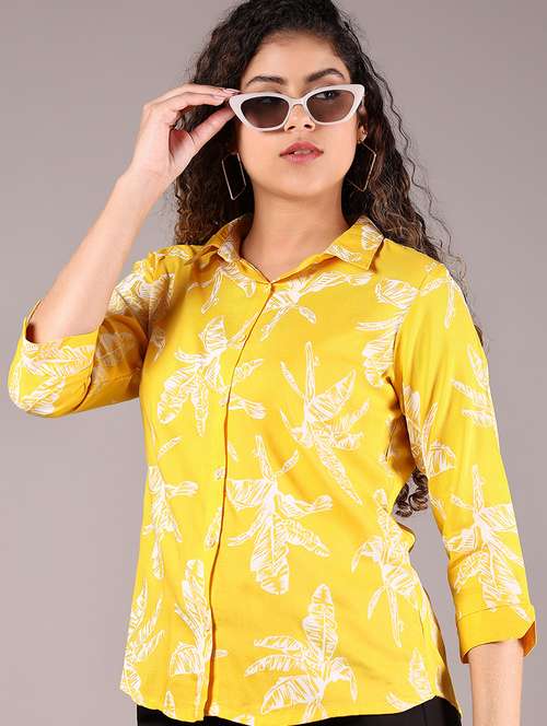 women yellow printed collared regular shirt - 21784550 -  Standard Image - 0