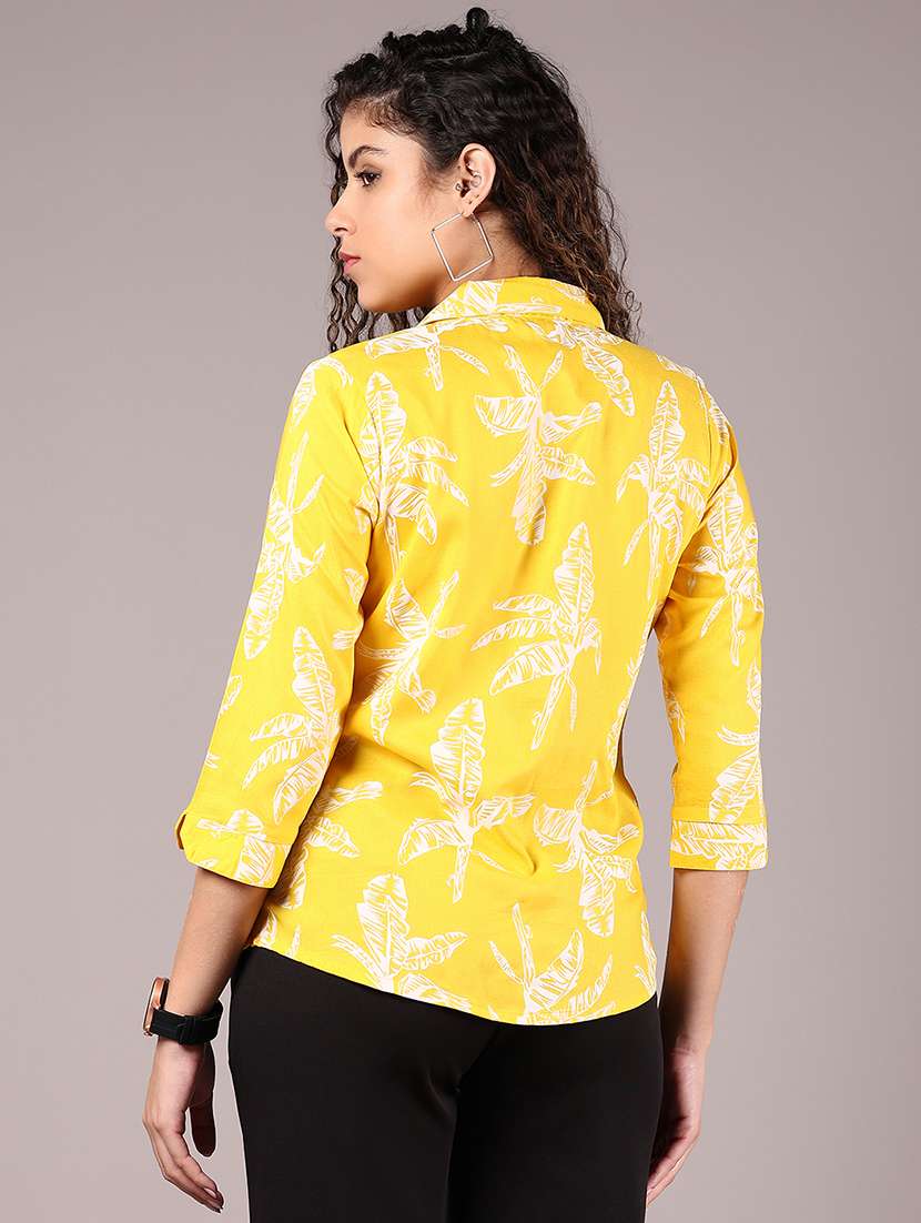 women yellow printed collared regular shirt - 21784550 -  Standard Image - 3