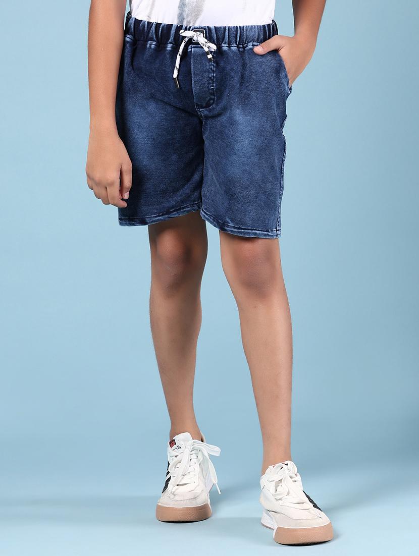 boys solid mid rise regular fit denim shorts - 21784590 - Zoom Image - 0