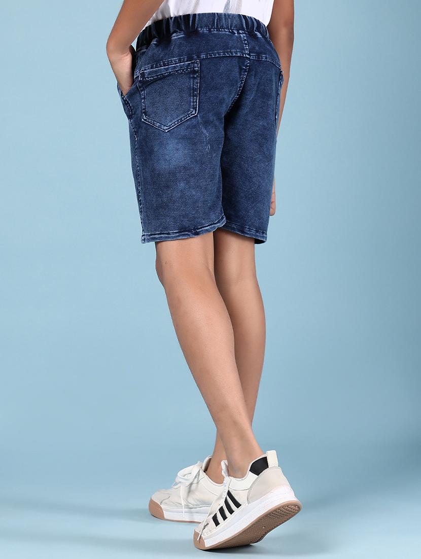 boys solid mid rise regular fit denim shorts - 21784590 - Standard Image - 3