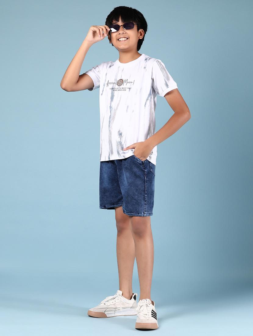 boys solid mid rise regular fit denim shorts - 21784590 - Standard Image - 5