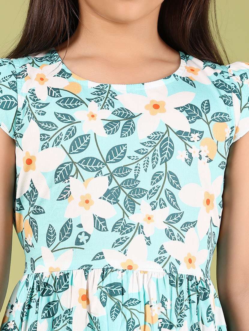 girls floral printed puff sleeves frock - 21784658 -  Standard Image - 5