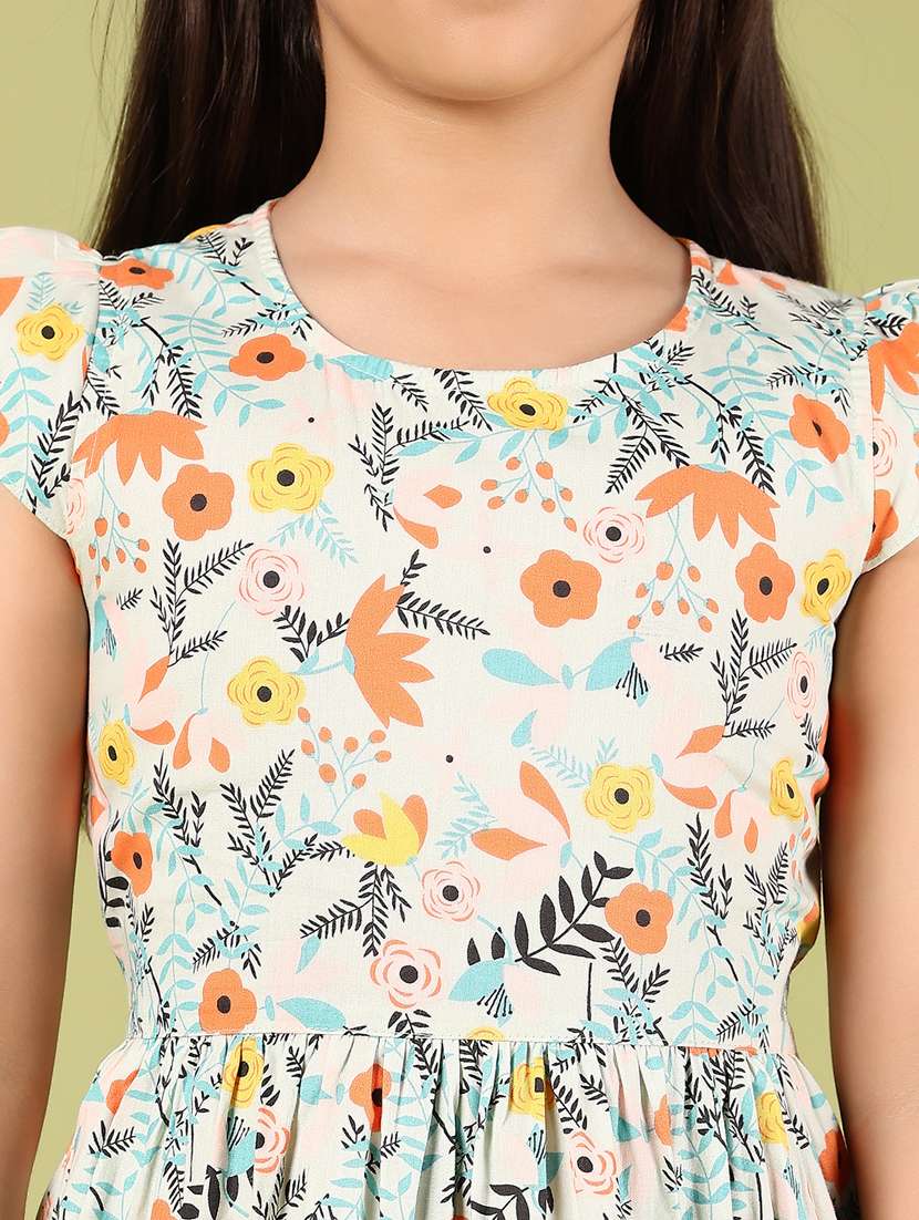 girls floral printed puff sleeves frock - 21784659 -  Standard Image - 5