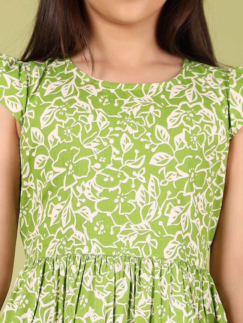 girls printed puff sleeves frock - 21784660 -  Standard Image - 5