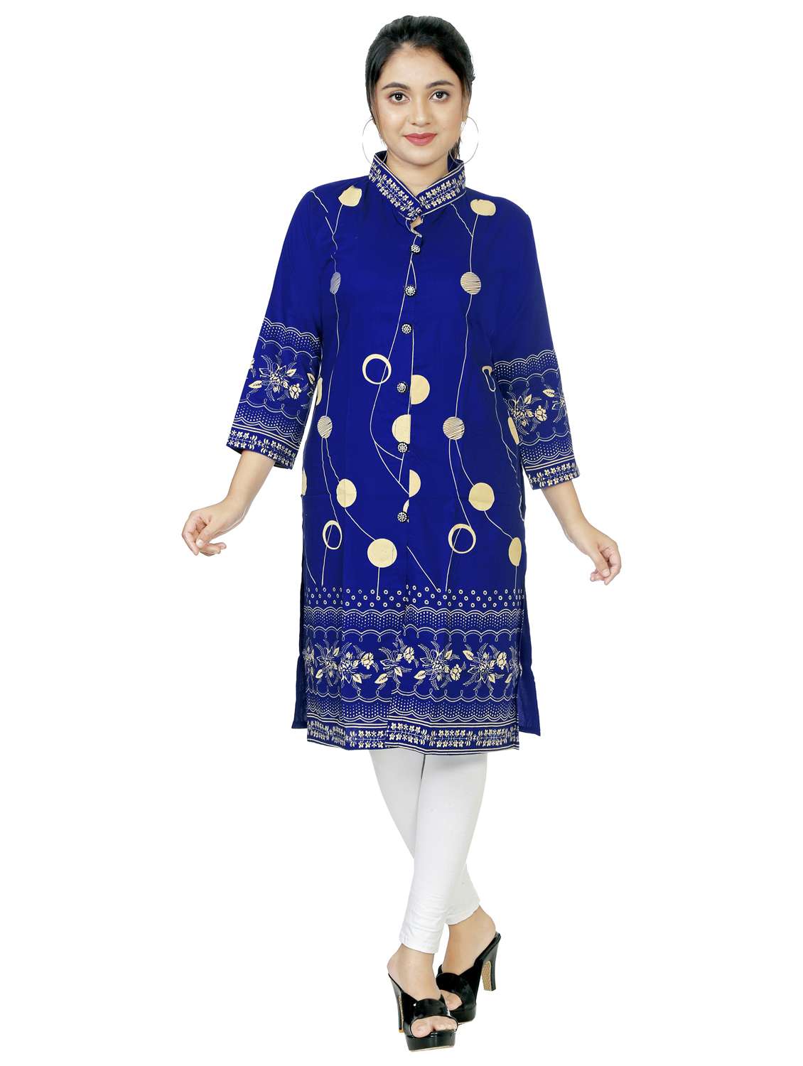 women three quarter sleeve straight kurta