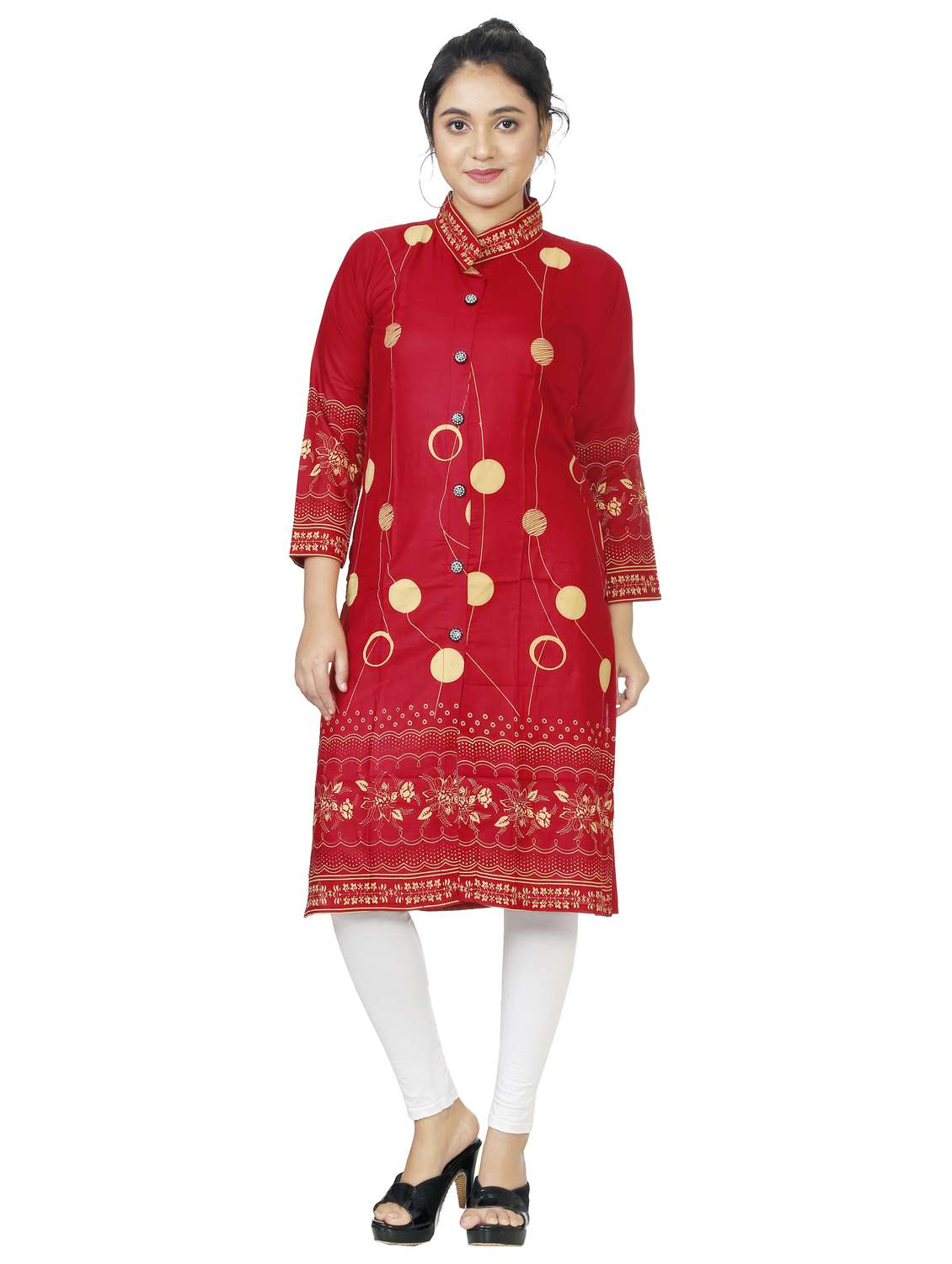 women three quarter sleeve straight kurta