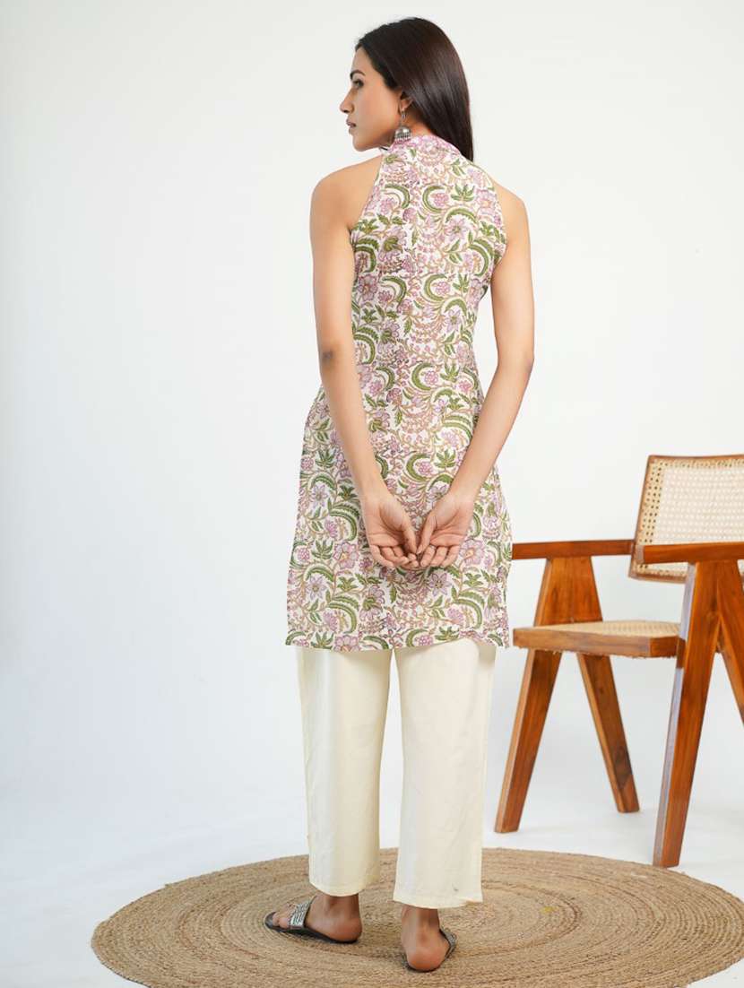 women floral printed sleeveless straight kurta - 21784821 -  Standard Image - 3